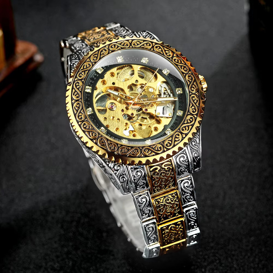 WINNER Skelettuhr, Automatik, Edelstahl, Gold, Herren - Bild 2