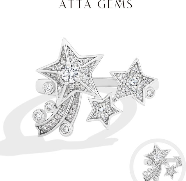 ATTAGEMS Ring, 925 Silber, Moissanit, Damen - Bild 1