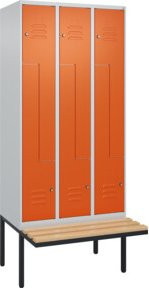 C+P Z-Spind Classic PLUS Sitzbank mit 6 Fächern und Zylinderschloss, Buche-Hartholz, B/T/H: 212,0 x 90,0 x 81,5 cm - Bild 1