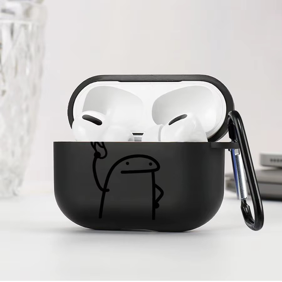 Schutzhülle für Apple AirPods Pro 1, 2 und 3 mit Cartoon Stick Figure Art Design in Schwarz - Bild 3
