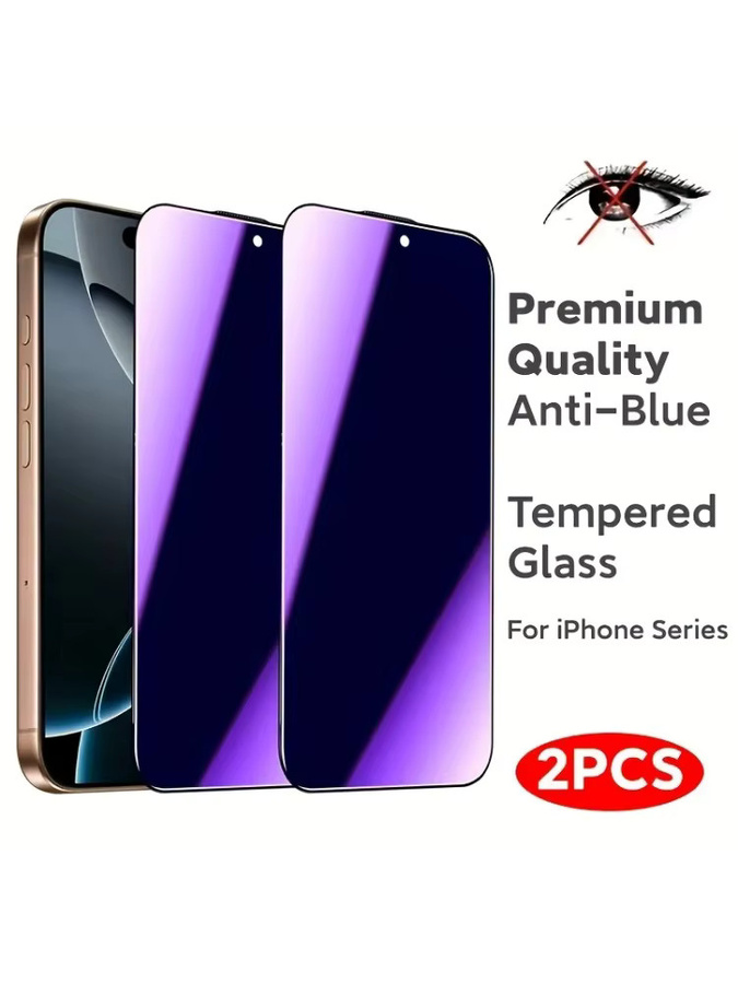 Displayschutzfolie aus gehärtetem Glas mit Anti-Blau- und Privatsphäre-Funktion für Apple iPhone 17 16 15 14 13 12 11 Pro Max, transparent - Bild 6