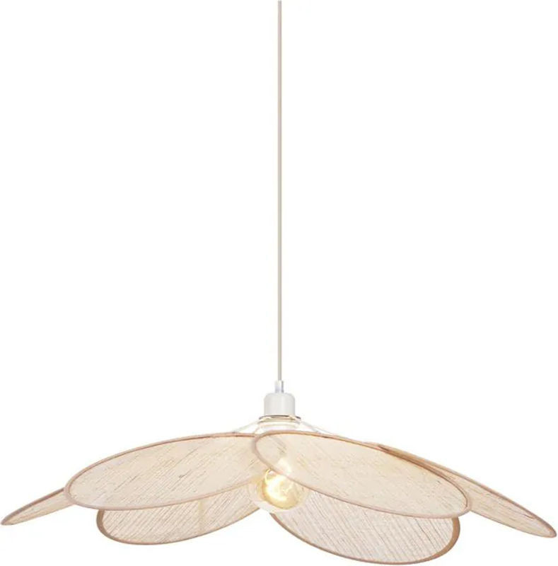 QAZQA Japandi Pendelleuchte Aisha in Beige mit Leinenschirm und Metallgestell für E27 - Bild 1
