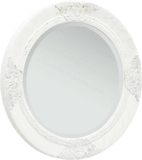 vidaXL Wandspiegel im Barock-Stil in Weiß, Rund, Durchmesser: 50 cm - Bild 1