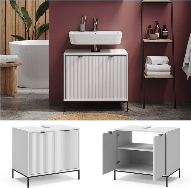Vicco Waschbeckenunterschrank Eliza Weiß mit 2 Türen, B: 70 cm, T: 63 cm, H: 63 cm - Bild 1