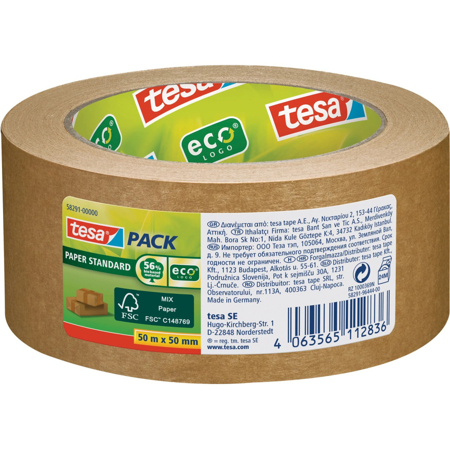 tesa STANDARD ecoLogo Packband aus FSC-Papier und Naturkautschuk, braun, Breite: 50 mm, Länge: 50 m - Bild 2