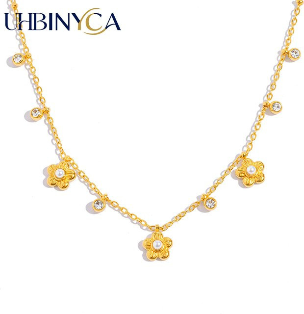 UHBINYCA Halskette, 18 Karat vergoldeter Edelstahl, Gold, Damen - Bild 1