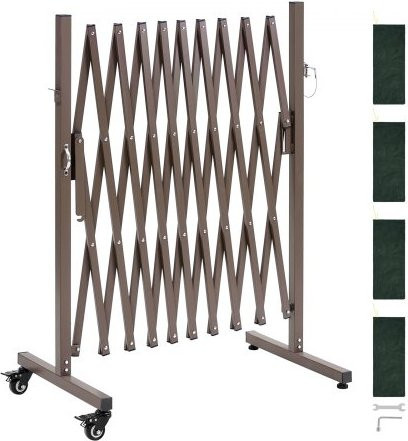 VEVOR Ausziehbare Absperrung aus Metall, Mobile Sicherheitsbarriere mit Rollen und Feststellbremse, Tragbares Faltgitter für Garten und Treppen, Braun - Bild 1