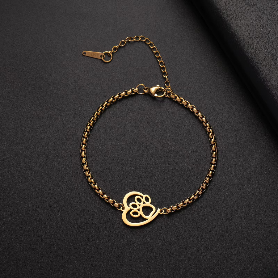 Cazador Armband, Edelstahl, Katzen-Hundepfoten-Herz-Charm, Damen - Bild 2