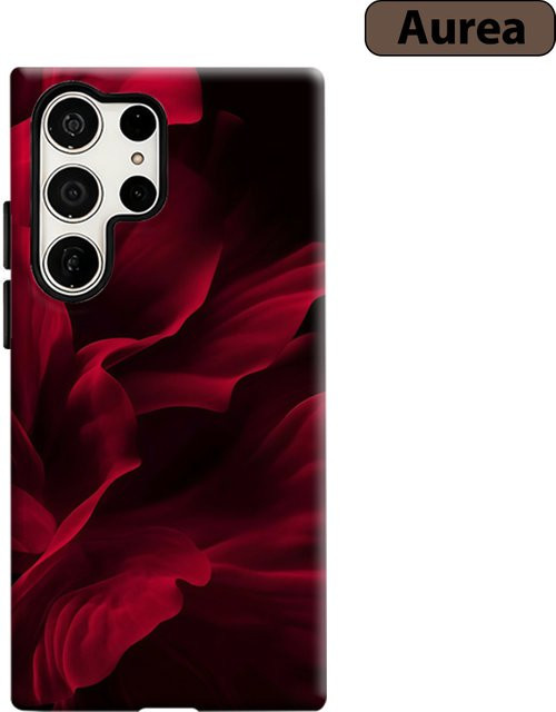 Stoßfeste Doppelschicht Handyhülle mit Samt-Blumen-Design für Samsung Galaxy S25 Ultra, S24 und S23 Ultra Plus in Rot-Schwarz - Bild 1