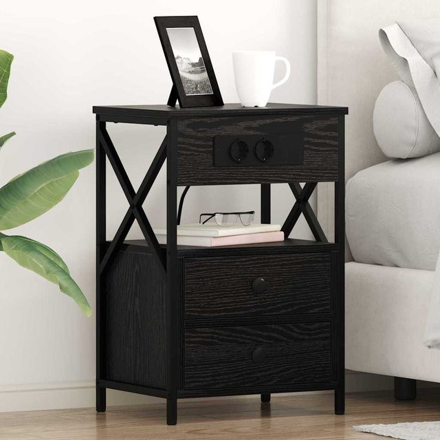 VIDAXL Nachttisch aus schwarzer Eiche, B/T/H: 40 x 31 x 60 cm - Bild 1