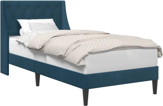 vidaXL Bettrahmen mit Kopfteil aus Samt in Blau, B/T/H: 80 x 200 x 84 cm - Bild 1