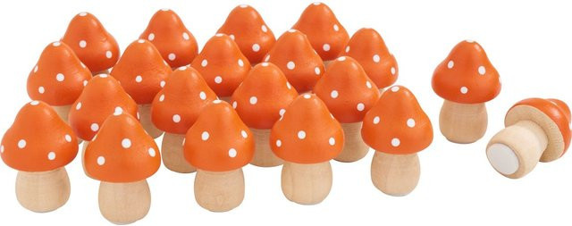 VBS Deko Holz-Fliegenpilze in Orange-Rot, 20 Stück mit Klebefläche - Bild 1