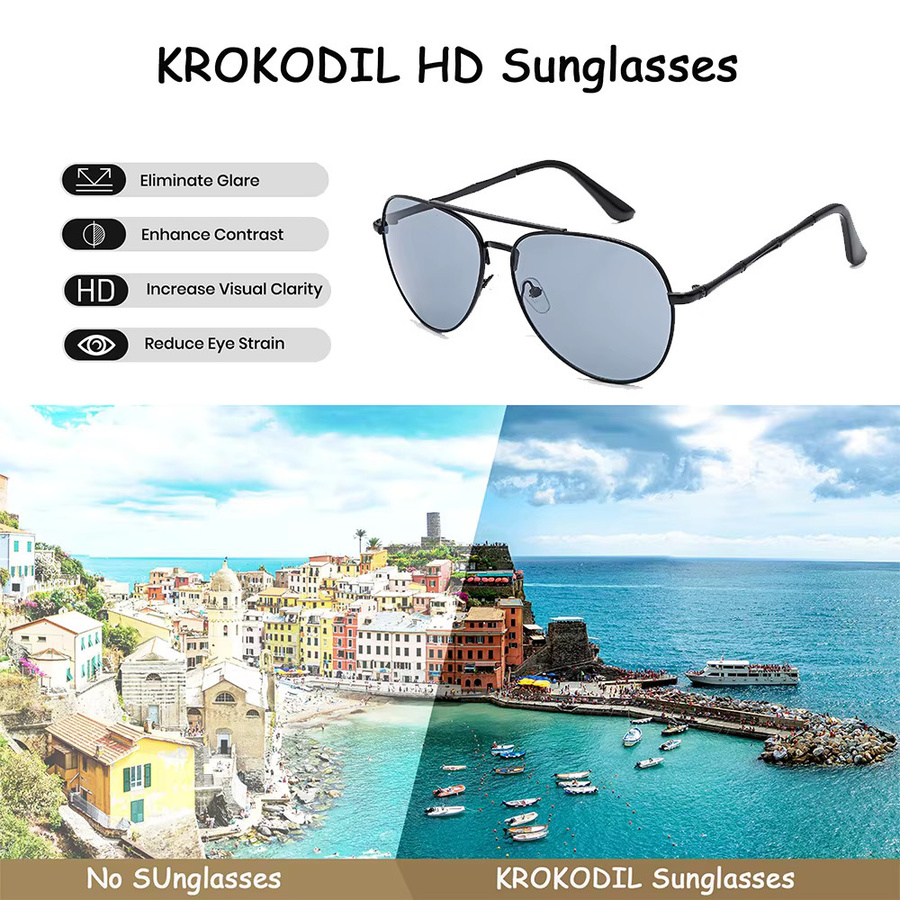 Aviator Sonnenbrille, Unisex, Vollrand, Metall, Schwarz - Bild 3