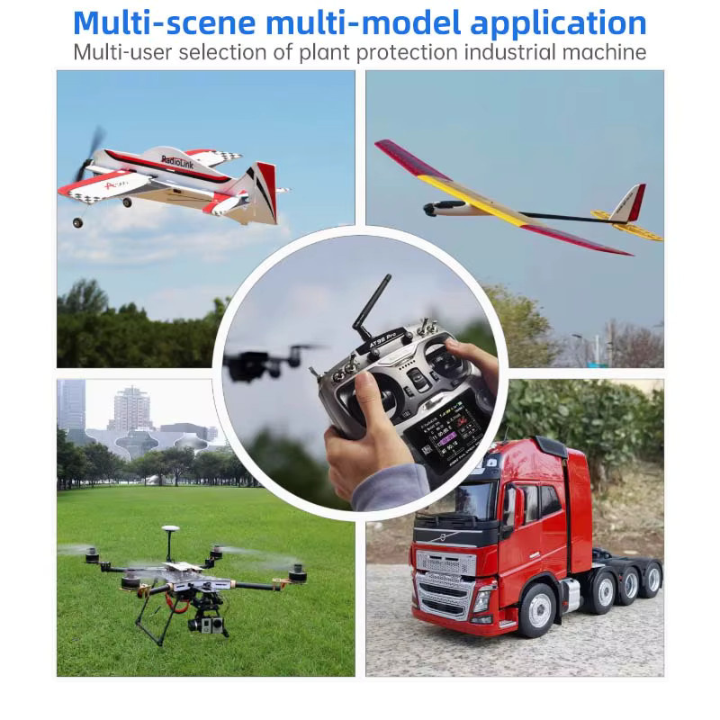Radiolink AT9S Pro 2,4G 12CH DSSS FHSS Fernsteuerung mit R9DS Empfänger in Grau für RC Modell Flugzeug Drohne Auto mit SBUS PPM PWM Unterstützung - Bild 2