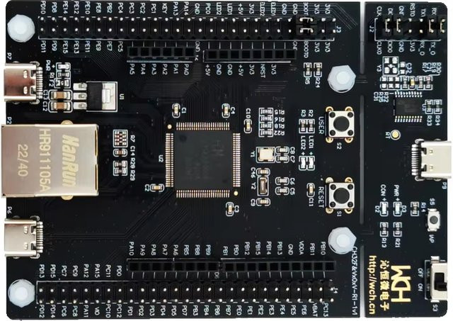 WCH RISC-V Entwicklungsboard CH32V307V-EVT-R1 Evaluierungsboard mit 8 UART-Ports in Schwarz - Bild 1