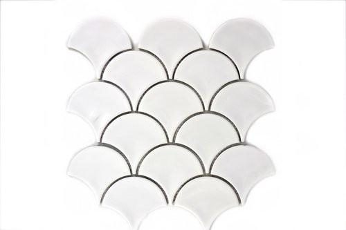 HuH Mosaik Wandbelag Fan aus Keramik in Weiss, B: 27,3 cm, H: 25,6 cm - Bild 1