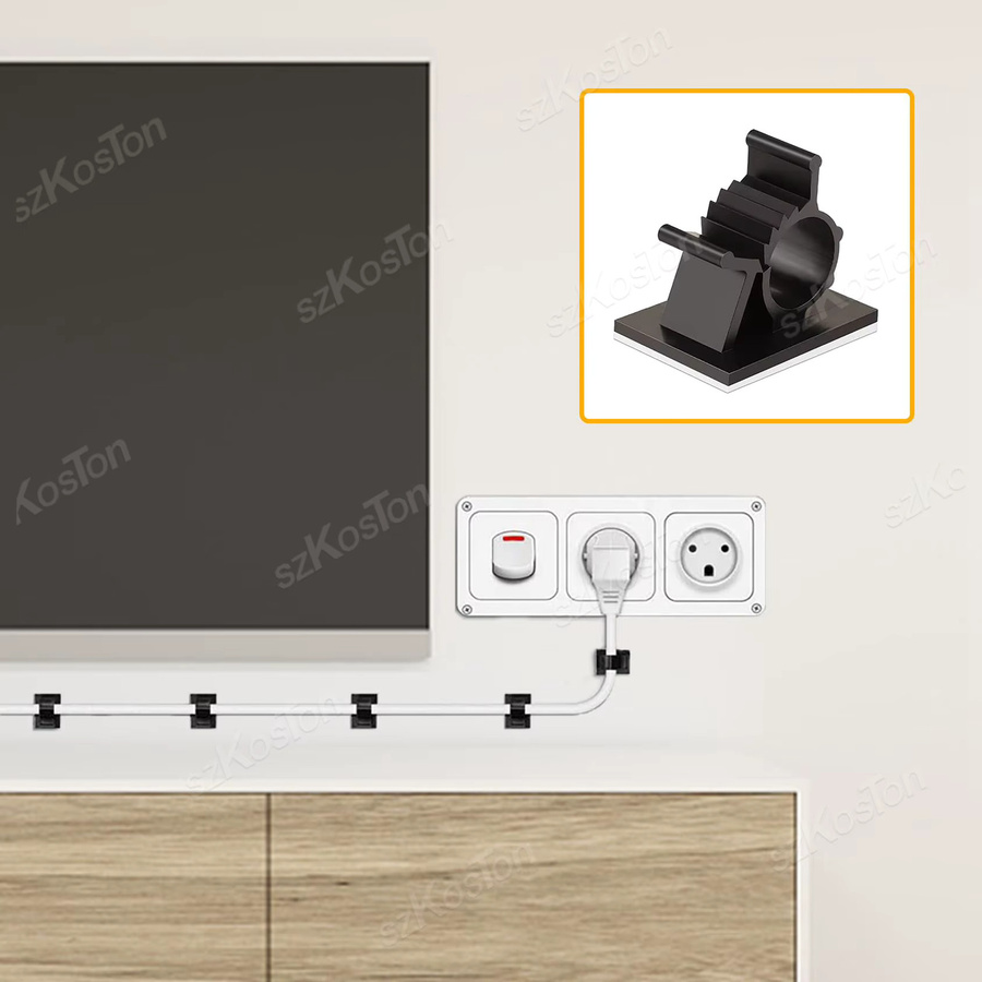 SZKOSTON Kabelklemmen aus Nylon in Schwarz, selbstklebende und wiederverwendbare Schnallen zur Kabelbefestigung für 7,9–10,3 mm Kabel - Bild 4