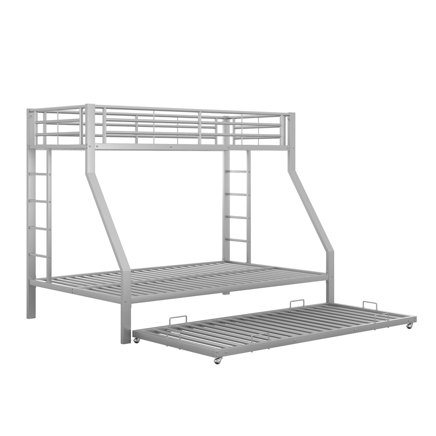 Flieks Kinder Etagenbett aus Metall mit ausziehbarem Bett und Leiter, Silber, H x B x T: 160 x 145 x 204 cm - Bild 2