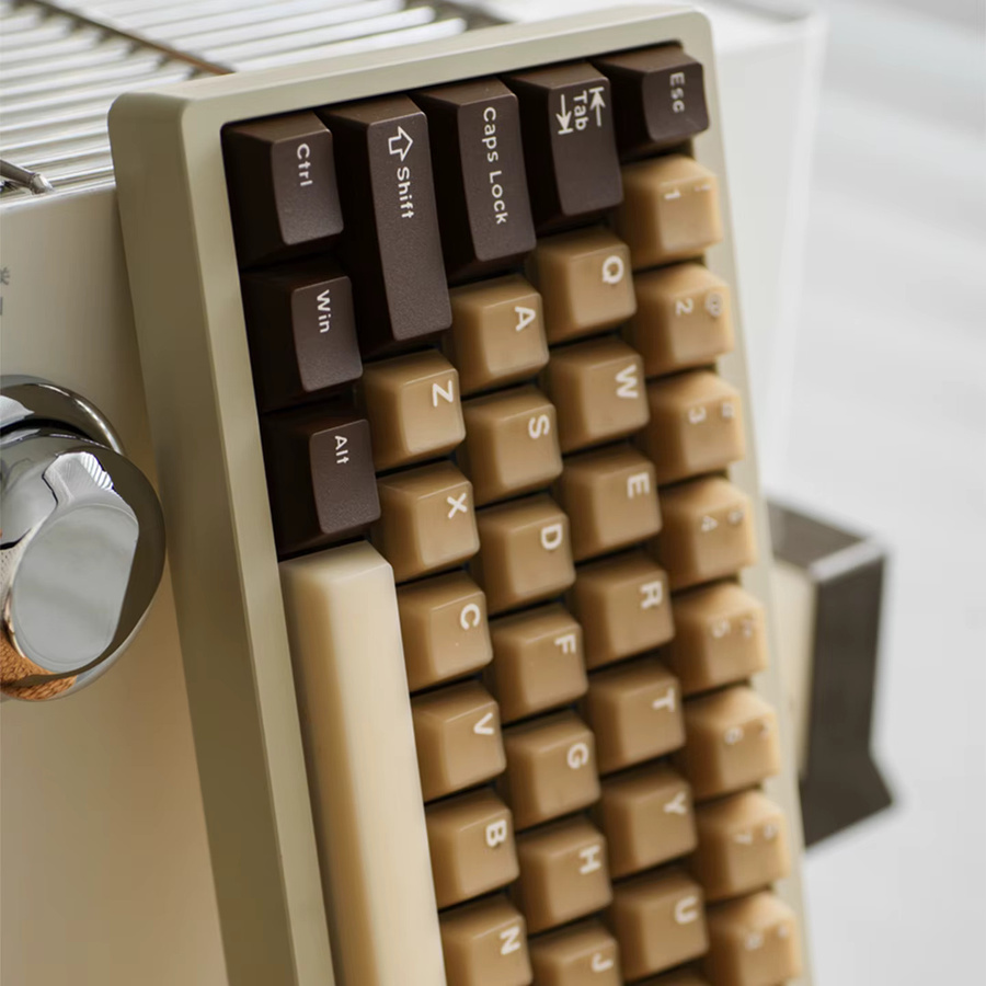 Venit Keys Latte Coffee Keycaps Cherry Profile Double Shot PBT PC für Alice Layout Mechanische Tastatur, Braun und Beige, 164 Tasten, Translucent - Bild 2