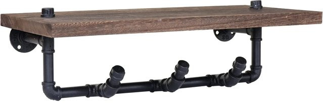 BERLINLODGE Wandgarderobe im Industriedesign aus Holz und Metall, Farbe Braun, H x B x T: 16 x 60 x 25 cm - Bild 1