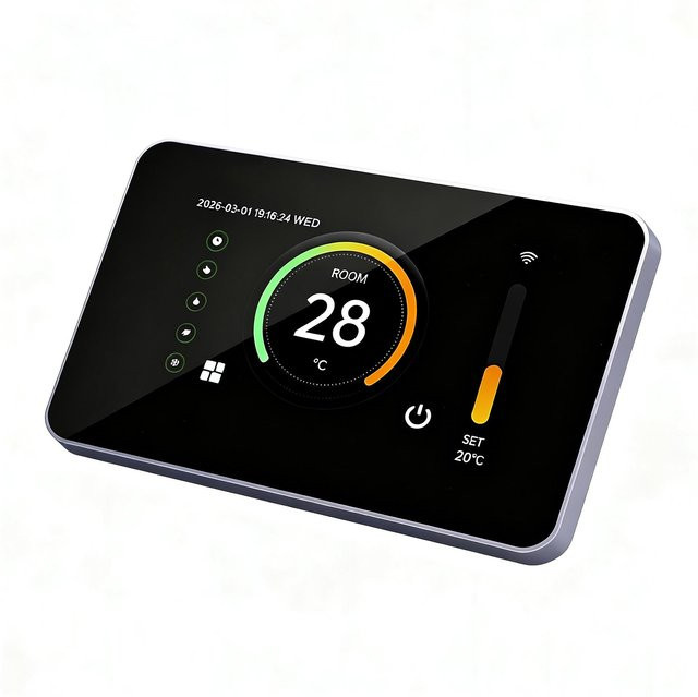 Qiumi WLAN-Raumthermostat mit 4,3-Zoll Touchscreen in Schwarz zur Steuerung deiner elektrischen Fußbodenheizung - Bild 1
