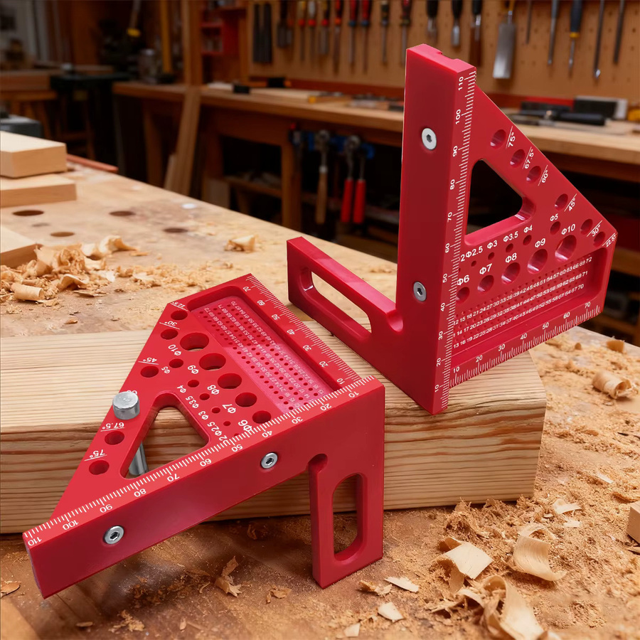 FNICEL 3D-Multi-Winkel-Präzisions-Kombinationswerkzeug aus Kunststoff für präzise Markierungen und Layouts in Blau und Rot - Bild 3