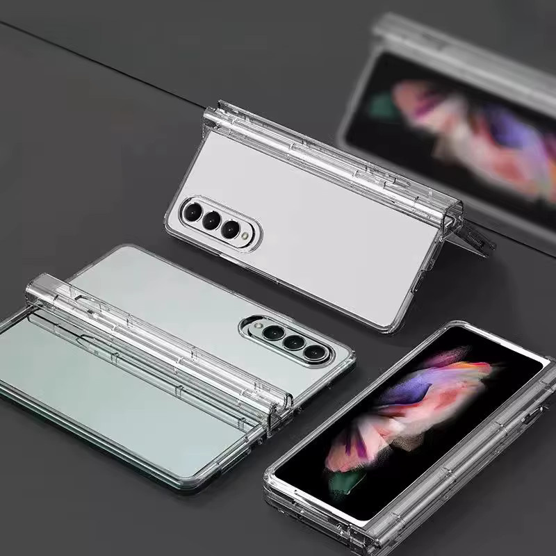 Samsung Schutzhülle für Galaxy Z Fold 7 6 5 4 3 5G transparent mit Scharnierschutz und Stiftschlitz aus hartem PC - Bild 4