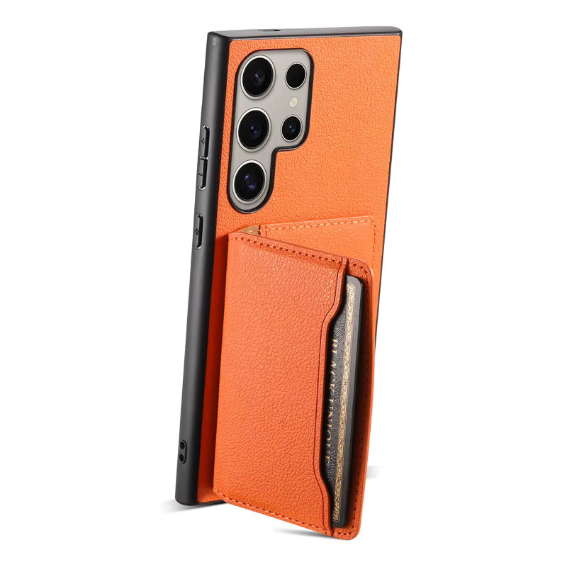 PU Leder Handyhülle mit Kartenhalter für Samsung Galaxy S26 S25 S24 S23 Plus Ultra A05S A15 A25 A35 A55 5G A16 A36 A56 in Schwarz und Orange - Bild 4