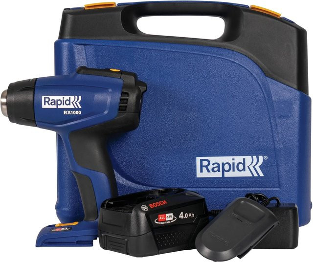 Rapid Akku-Heißluftpistole RX1000 18 V Set in Blau mit LCD-Anzeige und Luftmengeneinstellung bis 550°C inkl. Akku und Ladegerät - Bild 1