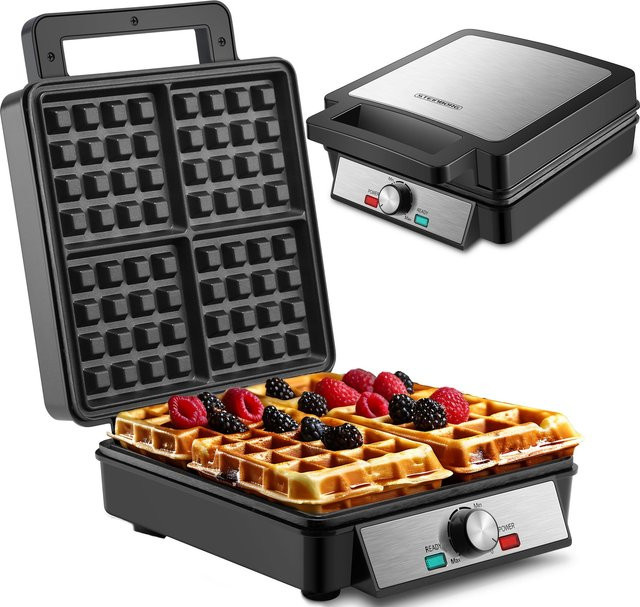 Steinborg XXL Waffeleisen für belgische Waffeln mit Antihaftbeschichtung, 1200 Watt, Schwarz - Bild 1