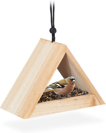 Relaxdays Vogelhaus aus Tannenholz in Natur Braun zum Aufhängen, B/T/H: 16 x 23,5 x 12 cm