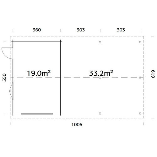 Palmako Garage Roger aus Fichtenholz mit Satteldach, Farbe: braun/transparent, B/T/H: 956 x 550 x 316 cm - Bild 2