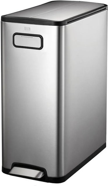 PROREGAL Treteimer aus gebürstetem Edelstahl zur Abfallscheidung, Silber, 30 Liter, H x B x T: 64,6 x 25,5 x 44,8 cm - Bild 1