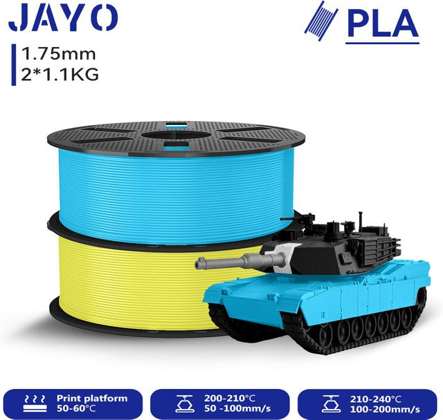 JAYO 3D-PLA-Druckerfilament 1,75 mm, 2,2 kg, blasenfrei und ungiftig für FDM-Drucker und 3D-Stifte - Bild 1