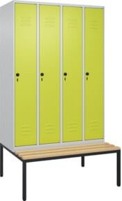 C+P Spind Classic PLUS Garderobenschrank mit Sitzbank, 4 Abteile, Lichtgrau, B/T/H: 212,0 x 120,0 x 81,5 cm - Bild 1