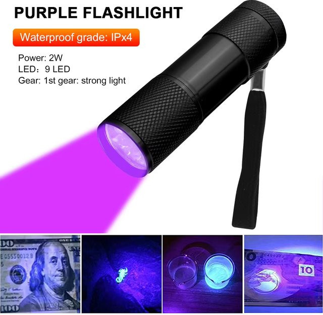 Heinast UV Taschenlampe 9W LED mit 395nm für UV Harz Aushärtung und Epoxy Klebstoff in Schwarz - Bild 1