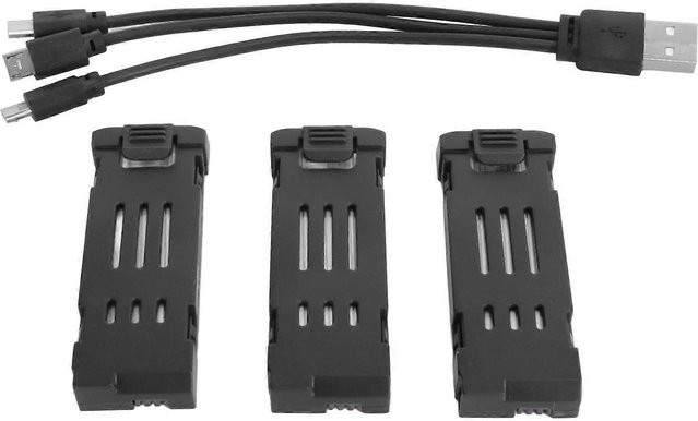 Handlo Li-Ion Akku Set für RC Drohnen und Quadcopter, 3,7V 1800mAh, Schwarz, 3 Stück - Bild 1