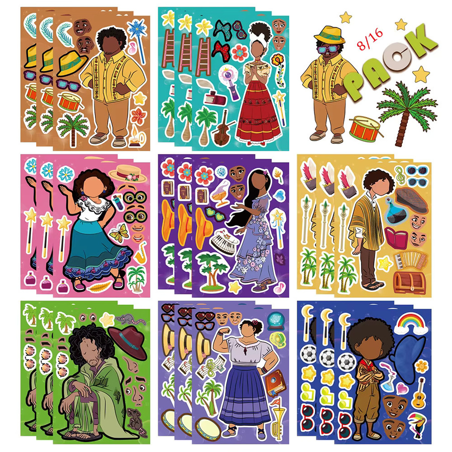 Disney Encanto Make-a-Face Puzzle-Aufkleber, DIY Sticker-Set, 8/16 Blatt - Bild 2