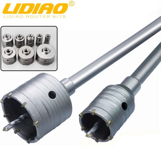 LIDIAO SDS Plus Lochsägen-Set für Beton, Ziegel und Stein, Silber, Durchmesser 30–120 mm - Bild 1