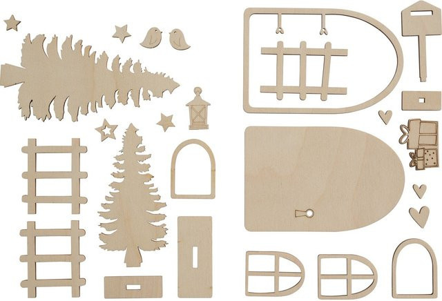 Holz-Bastelset Wichteltür Nisse von Rayher in Beige aus Sperrholz - Bild 1