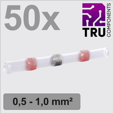 TRU COMPONENTS TC-12888420 Stoßverbinder mit Schrumpfschlauch, 0.5mm² und 1.0mm², vollisoliert, Farbe: Rot, 50 Stück - Bild 1