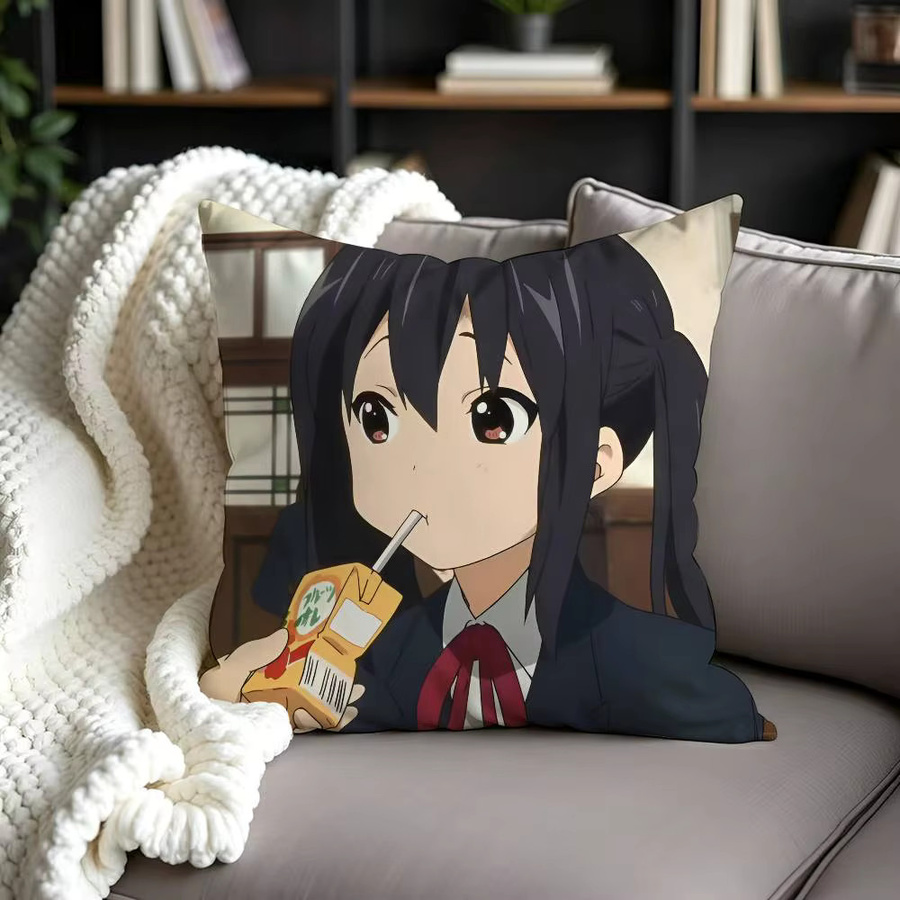 Kawaii Cartoon Kissenbezug mit Yui Mio Azusa Tsumugi Motiv, quadratisch, mehrfarbig, B/B/B: 40 x 40 x 40 cm - Bild 4