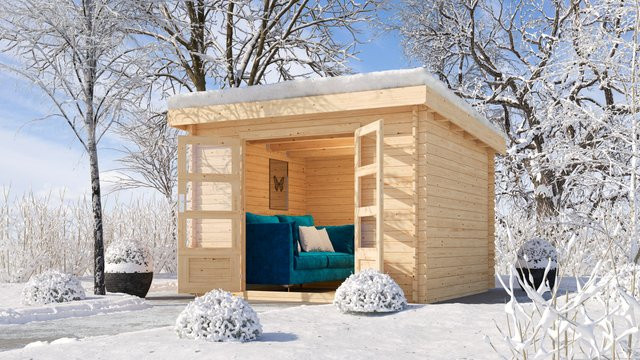 Gartenhaus Holz OLAF 5 Blockbohlenhaus Naturbelassen B/T: 297 x 297 cm - Bild 1