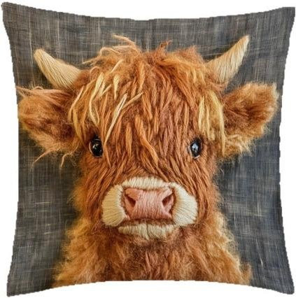 NOHS Cushions Kissenbezug Hochlandkuh mit niedlichem Kuhmuster in Braun, quadratisch, mit verdecktem Reißverschluss für dein Wohnzimmer oder Schlafzimmer - Bild 1