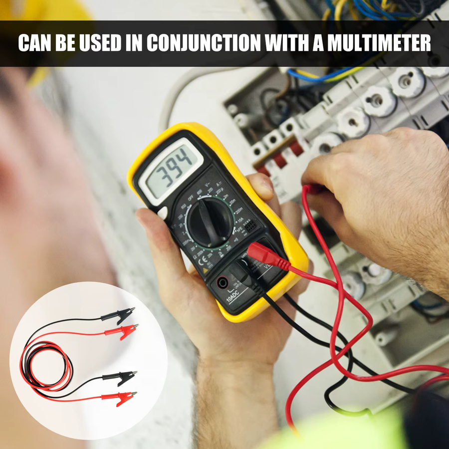 8 Stück Multimeter-Bananenstecker mit Krokodilklemmen in Schwarz und Rot, 4 mm stapelbare Messleitungen aus Silikon für elektrische Prüfungen - Bild 3