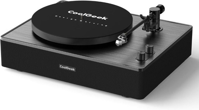 CoolGeek CS-01 High-End Plattenspieler in Schwarz mit 60W Lautsprechern und Kohlefaser-Tonarm - Bild 1