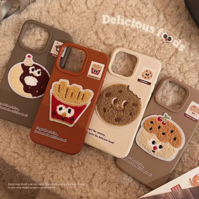 Personalisierte Plüsch Handyhülle im American Food Pommes Frites Design für Apple iPhone 16 15 14 13 12 11 - Bild 1
