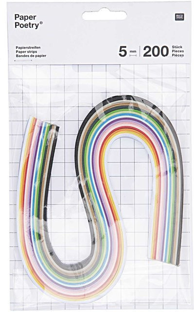 Rico Design Paper Poetry Quilling Papierstreifen mehrfarbig, 200 Stück, Breite: 5 mm - Bild 1