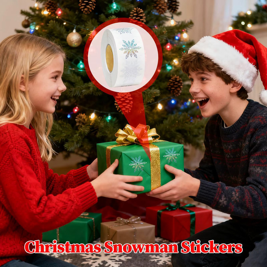 500 Stück Glitzernde Schneeflocken-Umschlagaufkleber Runde Weihnachtsetiketten für Umschläge und Sammelalben - Bild 2