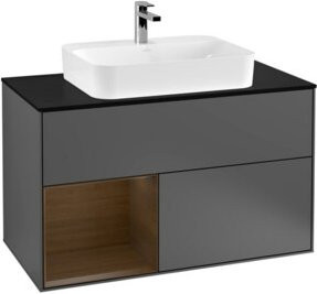 V&B Waschtischunterschrank Finion 100 in Anthrazit mit Regalfach links - Bild 1